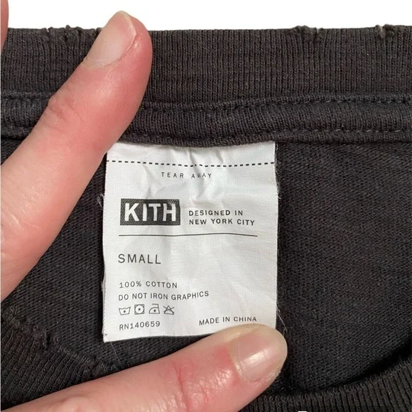 Kith Distressed Heavy Weight Black Cotton Short Sleeve T-Shirt Small Unisex